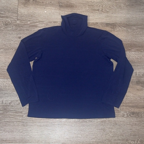 Eileen fisher 100% silk navy blue turtle neck size medium - Picture 1 of 6